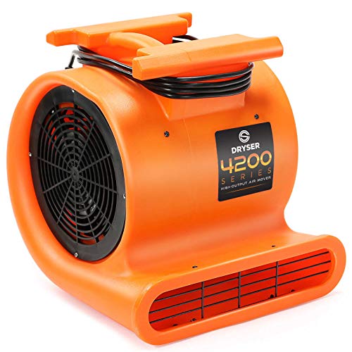 Dryser Air Mover Carpet Dryer 3 Speed 1 HP Industrial Floor Fan - Orange Stackable Carpet Drying Fan Floor Blower