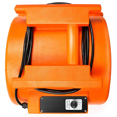 Dryser Air Mover Carpet Dryer 3 Speed 1 HP Industrial Floor Fan - Orange Stackable Carpet Drying Fan Floor Blower