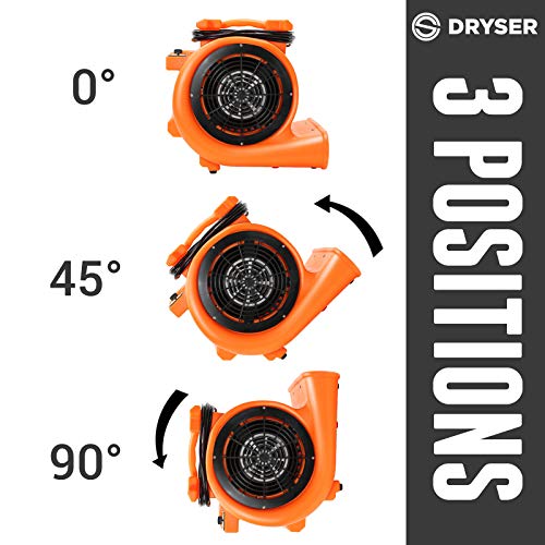 Dryser Air Mover Carpet Dryer 3 Speed 1 HP Industrial Floor Fan - Orange Stackable Carpet Drying Fan Floor Blower