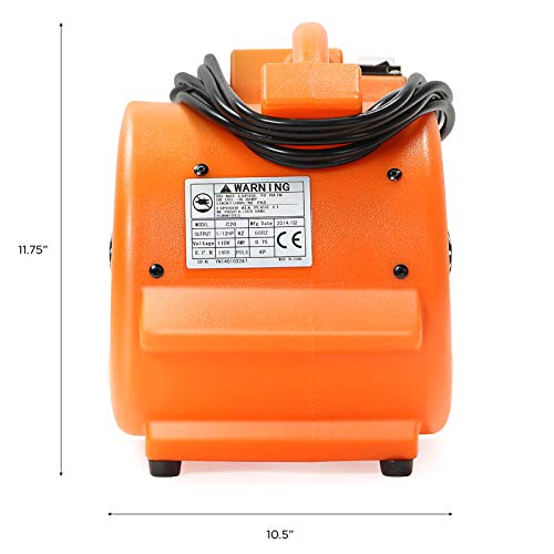 Dryser Mini Air Mover Carpet Dryer 1/12 HP Industrial Floor Fan - Orange Carpet Drying Fan Floor Blower