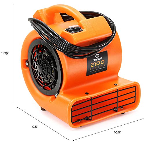 Dryser Mini Air Mover Carpet Dryer 1/12 HP Industrial Floor Fan - Orange Carpet Drying Fan Floor Blower