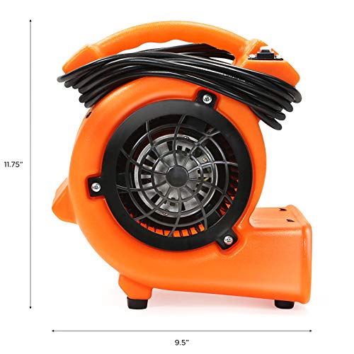 Dryser Mini Air Mover Carpet Dryer 1/12 HP Industrial Floor Fan - Orange Carpet Drying Fan Floor Blower