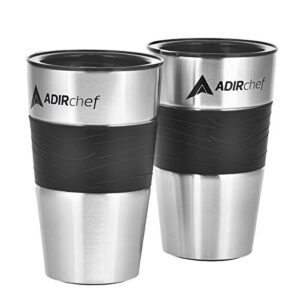adir 15 oz tumbler with lid stainless steel insulated coffee mug and thermal cup with splash proof opening - insulated travel tumbler for hot and cold drinks - bpa free (2 pack)