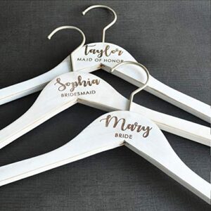 Personalized Bridesmaid Hangers Personalized Name Bride Hanger For Wedding Dress Wedding Favors Bridal Shower Gifts for Bride and Groom Hangers (White(White)