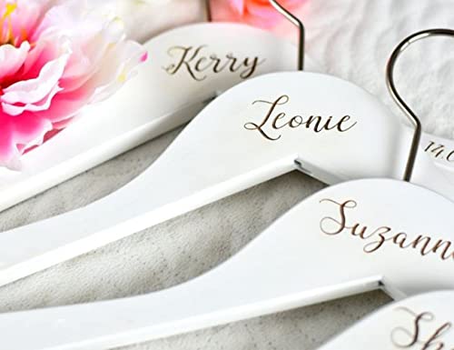 Personalized Bridesmaid Hangers Personalized Name Bride Hanger For Wedding Dress Wedding Favors Bridal Shower Gifts for Bride and Groom Hangers (White(White)