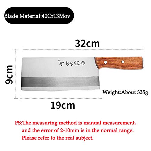 Cleaver Knife 7 Inch – Chinese Chef Knife with rosewood Handle, Vegetable Meat Cleaver Knife with case, Anti-rust Kitchen Knife for Cooking