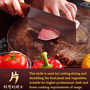 Cleaver Knife 7 Inch – Chinese Chef Knife with rosewood Handle, Vegetable Meat Cleaver Knife with case, Anti-rust Kitchen Knife for Cooking