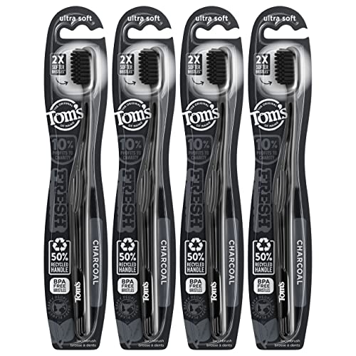 Tom's Of Maine Gentle Charcoal Toothbrush, Soft, 4-Pack (Packaging May Vary)