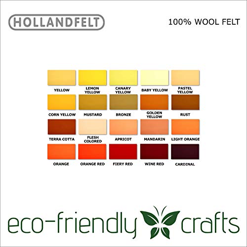 Holland Felt - 100% Merino Wool Felt - Yellows Oranges and Reds - 1mm Thick - 20cm x 30cm Single Sheet (Flesh Colored-09, 20cm x 30cm)