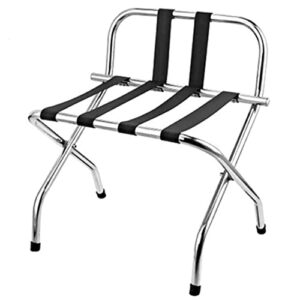 AMENITIES DEPOT Folding Chrome Stainless Steel Luggage Rack with Back “2-Pack ” …