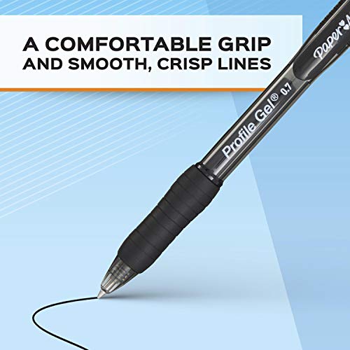 Paper Mate Gel Pen, Profile Retractable Pen, 0.7mm, Black, 12 Count