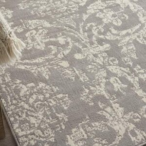 nourison jubilant damask grey 3' x 5' area -rug, easy -cleaning, non shedding, bed room, living room, dining room, kitchen (3x5)