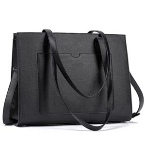 bromen laptop tote bag 15.6 inch briefcases for women stylish business office work tote bag black