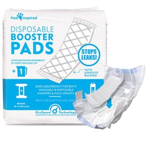 paw inspired dog diaper pads | booster pad inserts fit most female and male washable and disposable dog diapers and belly bands | adds absorbency, stops leaks (30 count)