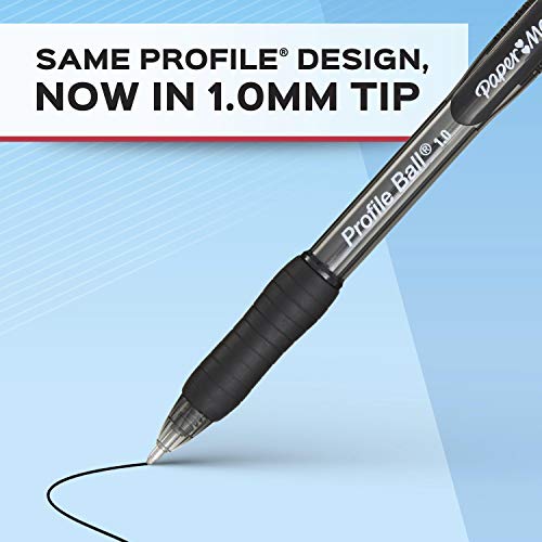Paper Mate Ballpoint Pens, Profile Retractable Pens, Medium Point (1.0mm), Blue, 12 Count