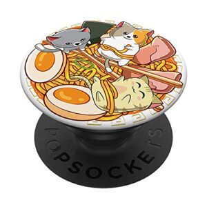 Ramen cute kawaii cat japanese PopSockets PopGrip: Swappable Grip for Phones & Tablets