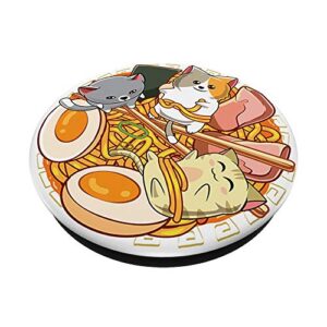 Ramen cute kawaii cat japanese PopSockets PopGrip: Swappable Grip for Phones & Tablets