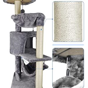 Newest Cat Tree with Cat Condo and Big Hammock，Grey