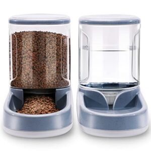 leyomiao medium and small pet automatic food feeder and drinker set 3.8 l, dog travel supplies feeder and drinker cat rabbit pet animal (food feeder +waterer)