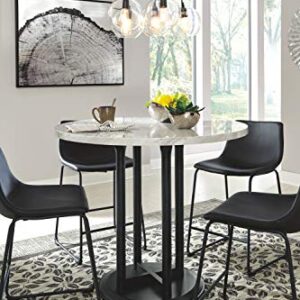 Signature Design by Ashley Centiar Contemporary 42" Round Counter Height Faux Marble Dining Table, Black & White
