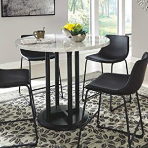 Signature Design by Ashley Centiar Contemporary 42" Round Counter Height Faux Marble Dining Table, Black & White