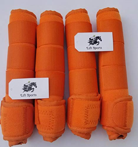 Lift Sports Horse Medicine Brushing Boots Leg Wraps Protection Gear Equine Set of 2 and 4 Black Red Purple Orange Pink Blue (Full, Purple (Set of 4))
