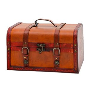 trademark innovations 12.5" decorative wood treasure chest box