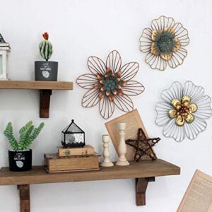 Funerom Metal Floral Wall Decoration Flower Wall Decor(Copper 11.75x1.2x11.75 inches)