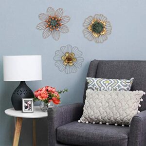 Funerom Metal Floral Wall Decoration Flower Wall Decor(Copper 11.75x1.2x11.75 inches)