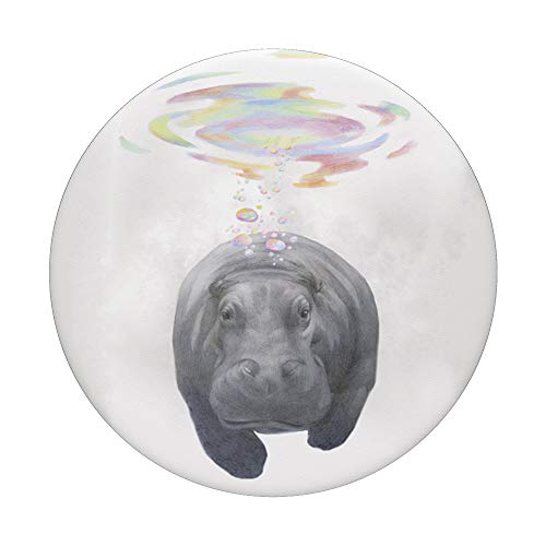 Funny Hippo with rainbow art PopSockets PopGrip: Swappable Grip for Phones & Tablets