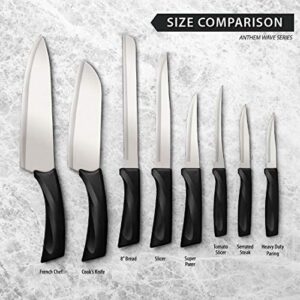 Rada Cutlery Anthem Series Heavy Duty Paring Knife Stainless Steel Blade with Ergonomic Black Resin Handle, 7-3/8 Inches
