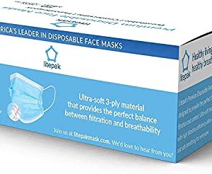 Litepak 500pcs Premium Disposable Face Mask SOFT 3ply Nose Wire - Blue