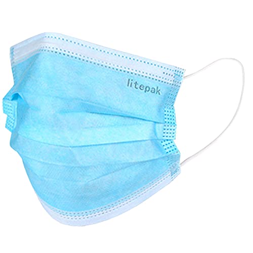 Litepak 500pcs Premium Disposable Face Mask SOFT 3ply Nose Wire - Blue