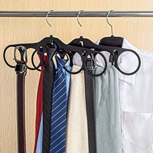 SMARTAKE 2-Pack Scarf Hangers, 5 Loops Tie Rack & Belt Holder with Hooks, 360 Degree Rotatable Accessories Holder, Non-Slip Durable Hanging Closet Organizer for Belts, Bow Ties, Silk Scarves, Jewelry