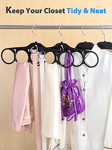 SMARTAKE 2-Pack Scarf Hangers, 5 Loops Tie Rack & Belt Holder with Hooks, 360 Degree Rotatable Accessories Holder, Non-Slip Durable Hanging Closet Organizer for Belts, Bow Ties, Silk Scarves, Jewelry