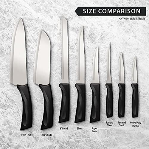 Rada Cutlery Anthem Series French Chef Knife Stainless Steel Blade with Ergonomic Black Resin Handle, 13-3/8 Inches