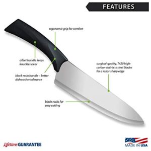 Rada Cutlery Anthem Series French Chef Knife Stainless Steel Blade with Ergonomic Black Resin Handle, 13-3/8 Inches