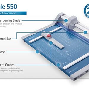 Dahle 550 Professional Rotary Trimmer, 14" Cut Length, 20 Sheet Capacity, Self-Sharpening, Dual Guide Bar, Automatic Clamp, German Engineered Paper Cutter