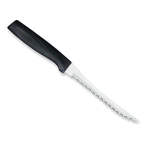 rada cutlery anthem series tomato slicing knife stainless steel blade with ergonomic black resin handle, 9 inches