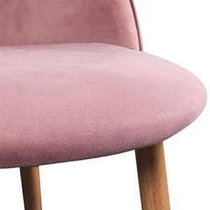 Topeakmart Dining Chairs Velvet Kitchen Chairs Living Room Chairs Mid Century Modern Accent Velvet Leisure Chairs Upholstered Side Chairs Vanity/Makeup Chairs with Metal Legs Pink, Set of 2