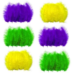 600pcs mardi gras feathers yellow green purple feather for mardi gras diy crafts