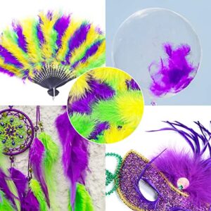 600pcs Mardi Gras Feathers Yellow Green Purple Feather for Mardi Gras DIY Crafts