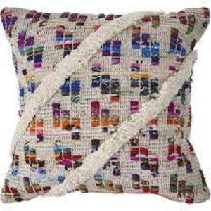 lr home eclectic multicolored chindi throw pillow area rug, 20" x 20", multi