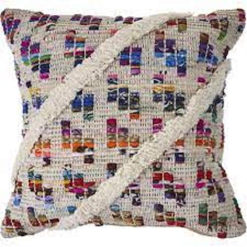 LR Home Eclectic Multicolored Chindi Throw Pillow Area Rug, 20" x 20", Multi