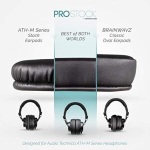 BRAINWAVZ ProStock ATH M50X Upgraded Earpads, Improves Comfort & Style Without Changing The Sound - Ear Pad Designed for ATH-M50X M50BTX M20X M30X M40X Headphones, Vegan Leather (Black)