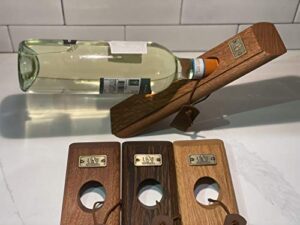 a&e millwork ltd mahogany edge grain self-balancing wine bottle holder, bottle opener