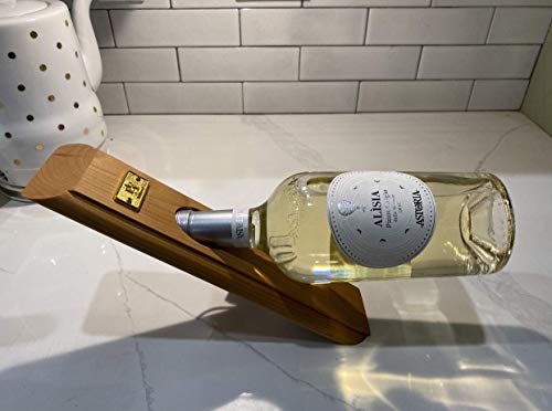 A&E Millwork LTD Mahogany Edge Grain Self-Balancing Wine Bottle Holder, Bottle Opener
