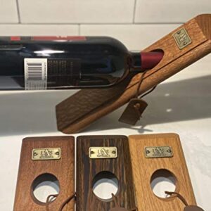 A&E Millwork LTD Mahogany Edge Grain Self-Balancing Wine Bottle Holder, Bottle Opener