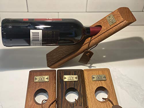 A&E Millwork LTD Mahogany Edge Grain Self-Balancing Wine Bottle Holder, Bottle Opener
