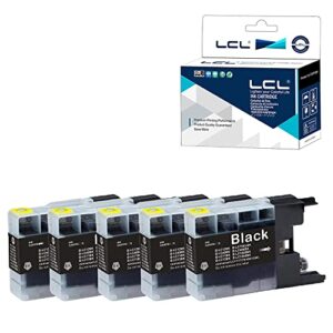 lcl compatible ink cartridge replacement for brother lc71 lc75 lc71bk lc75bk lc752pks mfc-j6910cdw j6710cdw j5910cdw j825n j955dn j955dwn j705d j705dw j710d j825dw j840n j625dw j860dn (5-pack black)